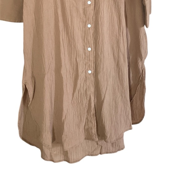 H&M Maxi Brown Shirt Dress Dovetail Sides Patch Pocket Front Button Small NWT - Picture 10 of 14